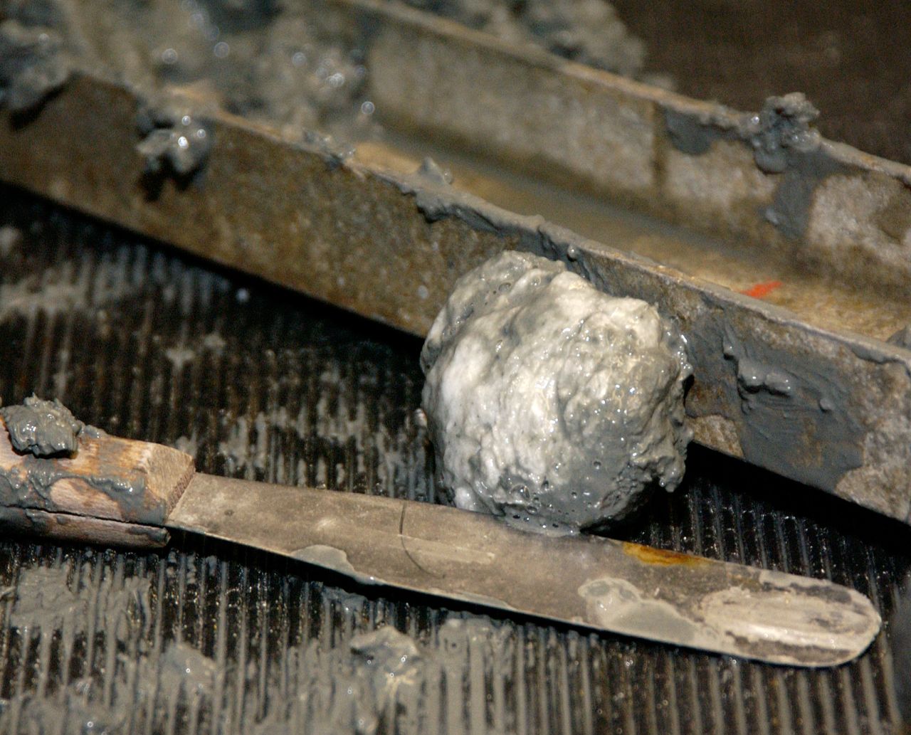 A chunk of gas hydrate extracted from a sample in 2015. Formed by a mixture of water and gas (such as methane) in high pressure, low temperature environments, it has been <a href="https://cnn.com/2017/10/31/asia/on-japan-flammable-ice/index.html" target="_blank">touted as a potential fuel source</a>.