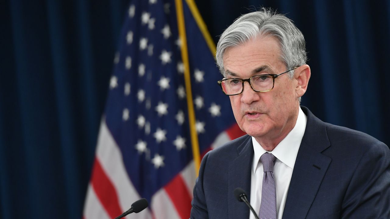 Federal Reserve Board Chairman Jerome Powell speaks during a press conference following the January 28-29 Federal Open Market Committee meeting, in Washington, DC on January 29, 2020. - The US central bank held its policy interest rate steady on Wednesday, but again said it is monitoring "global developments" to decide its next move. The Fed's policy-setting Federal Open Market Committee left the benchmark interest rate in the target range of 1.5 to 1.75 percent as expected, though it made no mention of the deadly virus outbreak in China which is feared to cause damage to the global economy. (Photo by MANDEL NGAN/AFP via Getty Images)