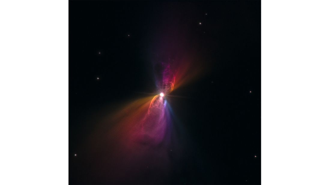 "Boomerang Nebula Hubble"  -- A Hubble image of the Boomerang Nebula. The Boomerang Nebula is about 5,000 light-years from Earth. Its temperature is around -460 degrees Fahrenheit. 