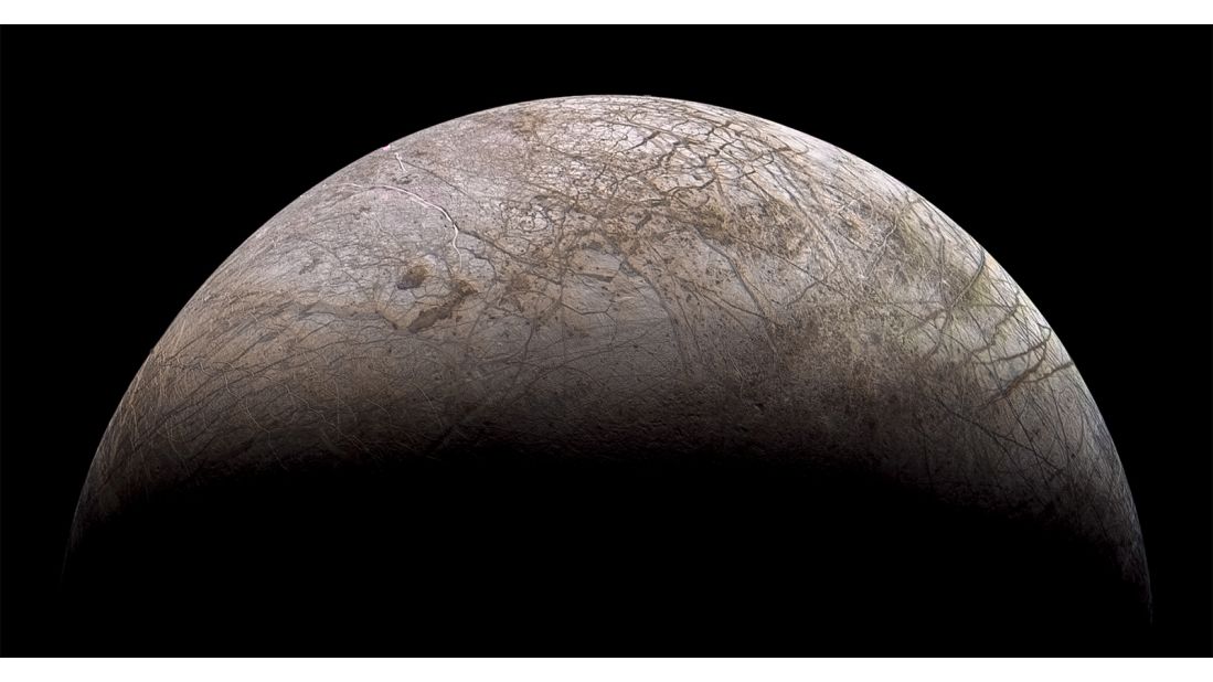 "Europa Galileo" -- A view of Jupiter's moon Europa made using images taken by the Galileo orbiter.