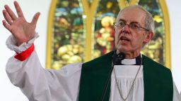 Archbishop of Canterbury, Justin Portal Welby, gestures as he delivers a speech during his visit at a church in Amritsar on September 10, 2019. (Photo by NARINDER NANU / AFP)        (Photo credit should read NARINDER NANU/AFP via Getty Images)