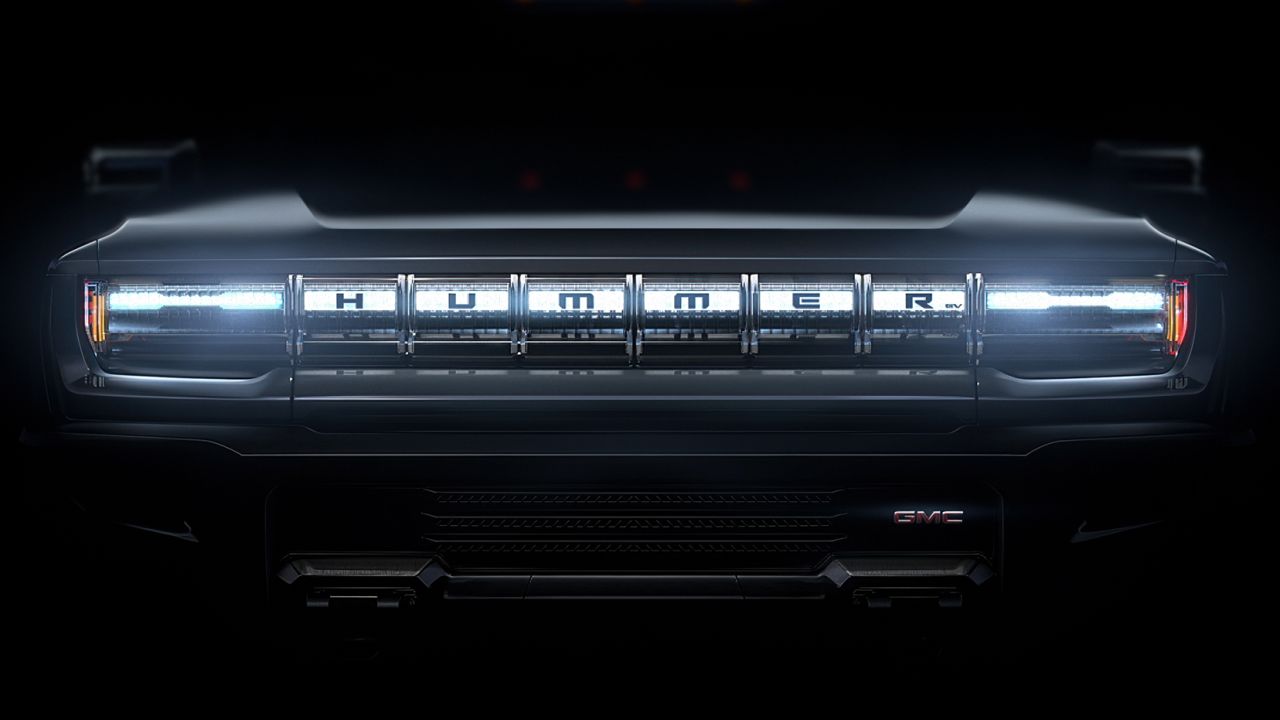 The GMC Hummer EV's grill retains the agressive look of Hummers from the early 2000s.