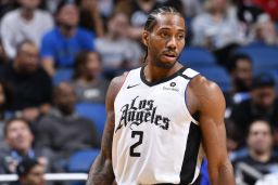 Kawhi Leonard, seen in this photo from January 26, 2020, told reporters he discussed helicopter travel with Kobe Bryant.