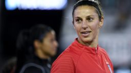 JACKSONVILLE, FLORIDA - NOVEMBER 10: Carli Lloyd #10 of the U.S. woman's national soccer team walks on the field prior to the game against the Costa Rica woman's national soccer team at TIAA Bank Field on November 10,2019 in Jacksonville, Florida. (Photo by Douglas P. DeFelice/Getty Images)