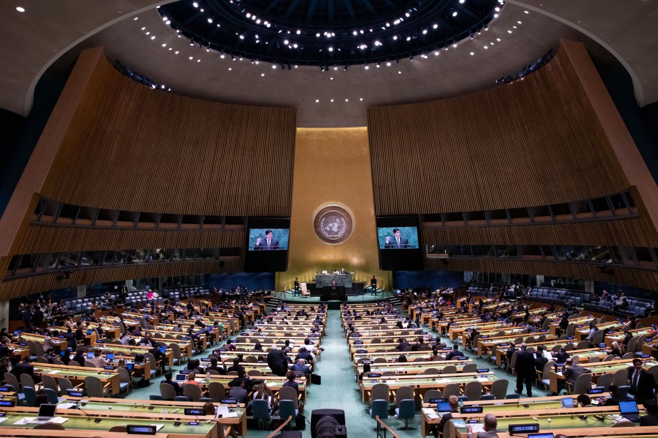 Seating arrangements in the UN's General Assembly Hall change each session.