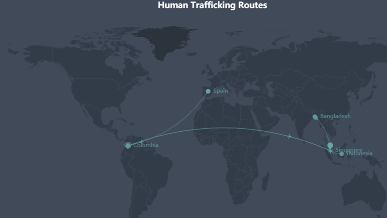 A screenshot of The Edelman Predictive Intelligence Centre's (EPIC) interactive trafficking hotspot map across Asia Pacific.