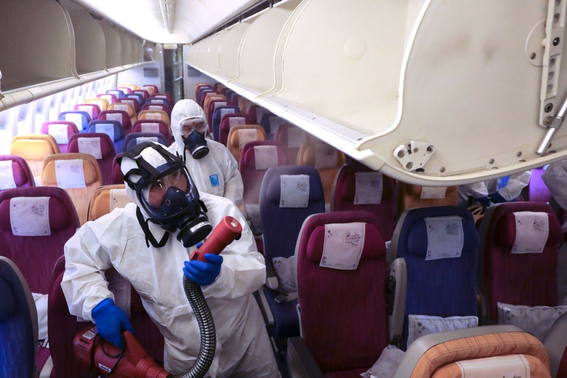 Thai Airways says it will disinfectant all planes returning from high-risk areas.
