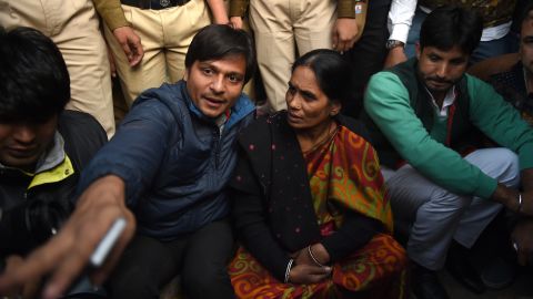 The mother of Indian gangrape victim 'Nirbhaya' attends a rally held to protest the release of a juvenile rapist, in New Delhi on December 21, 2015.