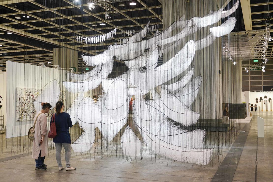 Visitors viewing artwork at Art Basel Hong Kong in March 2019. The city's 2020 edition was ultimately cancelled due to the coronavirus, but prior to, some galleries already had reservations over participating, due to the months of pro-democracy protests.