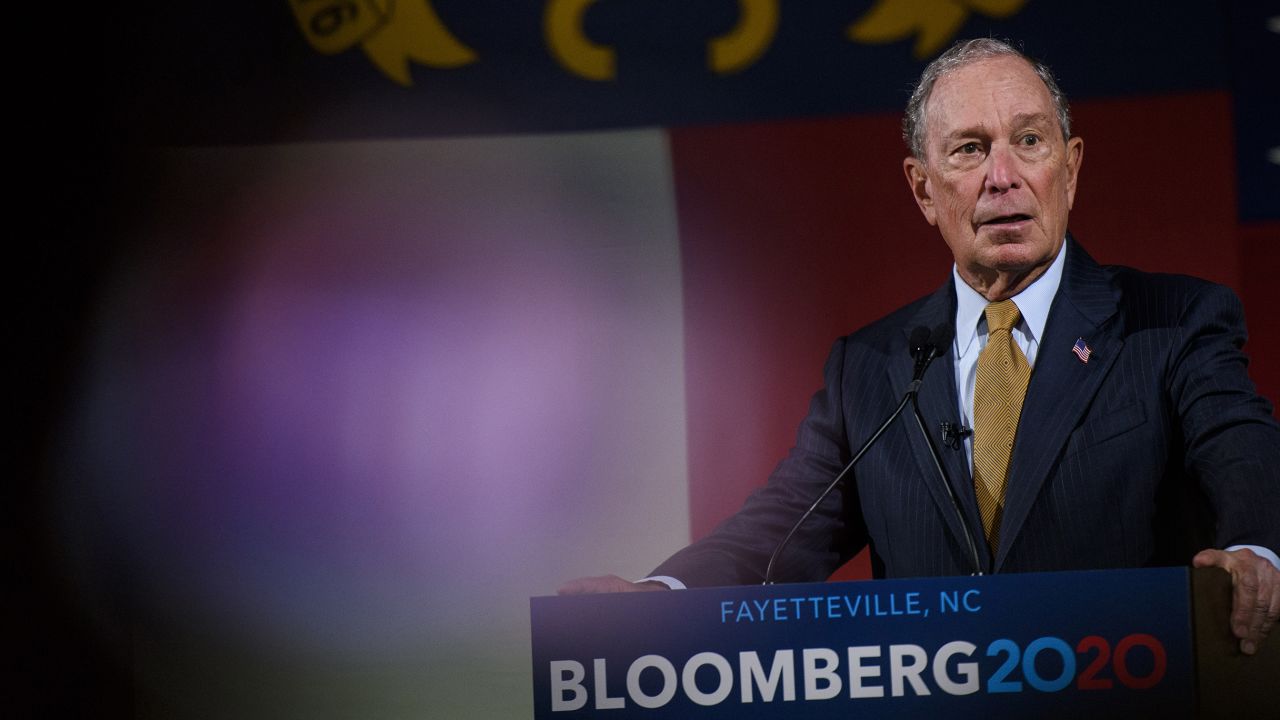 Democratic Presidential candidate Michael Bloomberg  addresses a crowd of community members and elected officials at the Metropolitan Room on January 3, 2020, in Fayetteville, North Carolina.