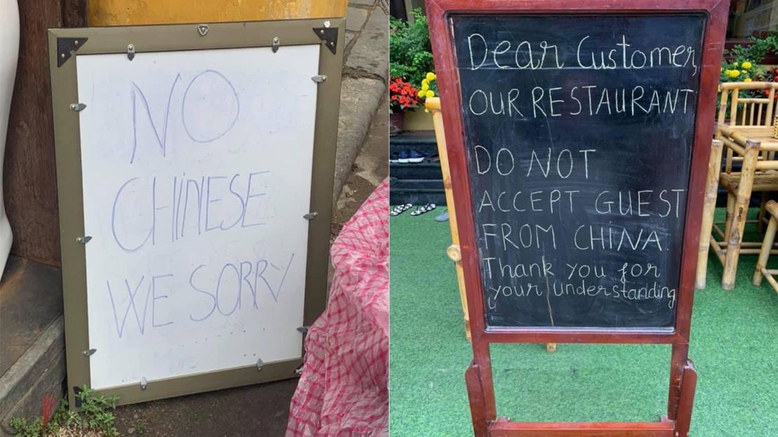 Signs outside restaurants in Hoi An, Vietnam, taken in January 2020.