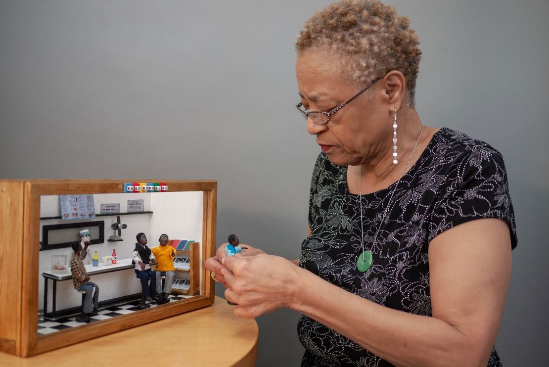 Karen Collins, founder of the African American Miniature Museum, creates dioramas that capture moments in black history in the US.