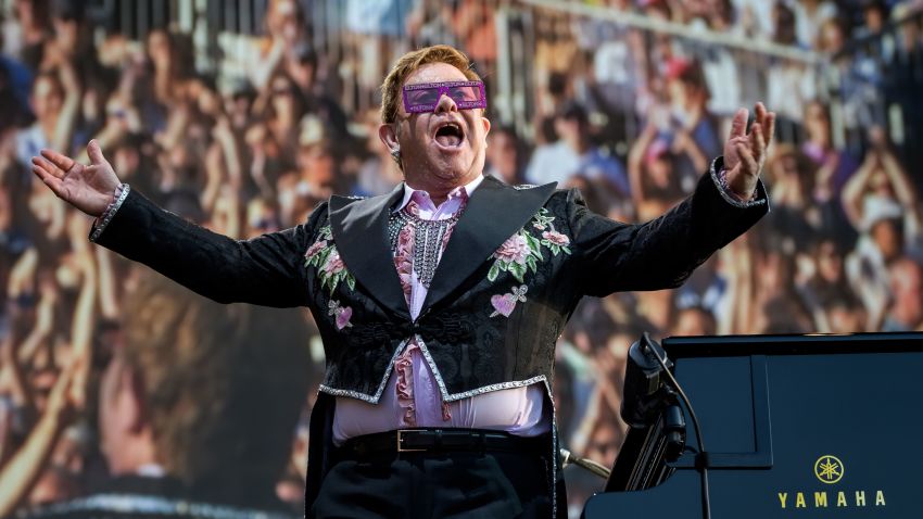 British singer-songwriter Elton John performs his Farewell Yellow Brick Road tour on Saturday during the Montreux Jazz Festival on June 29, 2019 in Montreux. (Photo by FABRICE COFFRINI / AFP)        (Photo credit should read FABRICE COFFRINI/AFP via Getty Images)