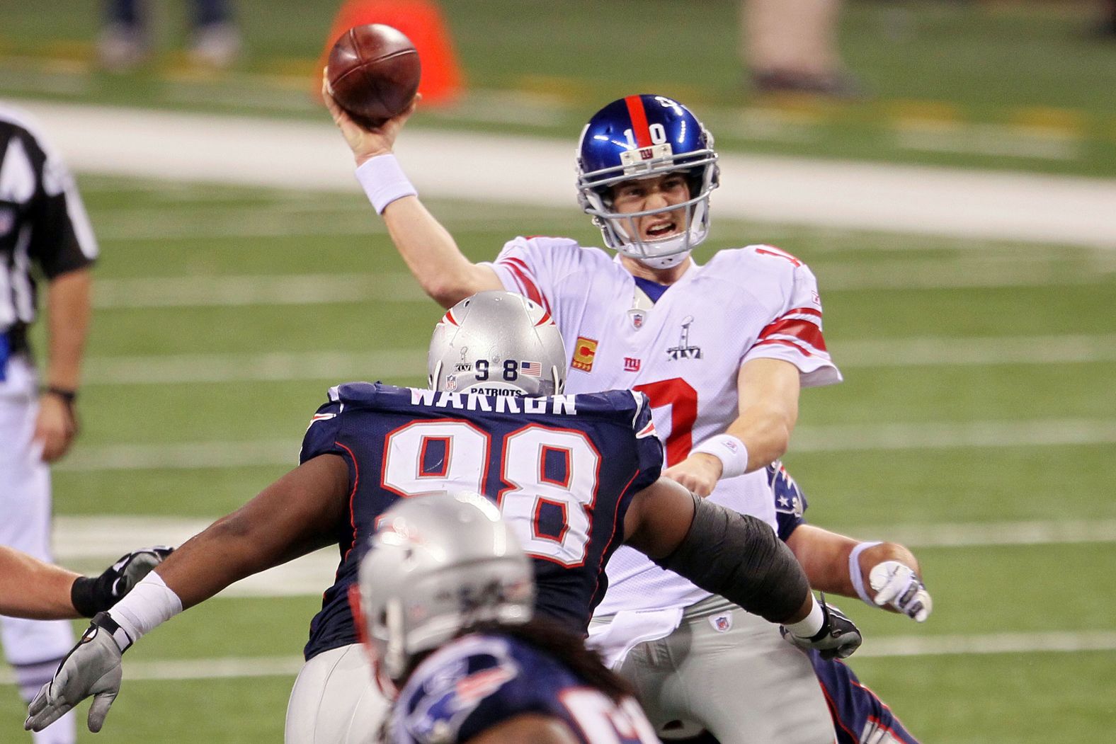 <strong>Super Bowl XLVI (2012):</strong> Eli Manning did it to the Patriots again, as the New York Giants beat New England in a Super Bowl rematch from 2008. Manning had 296 yards passing this time as the Giants won 21-17.