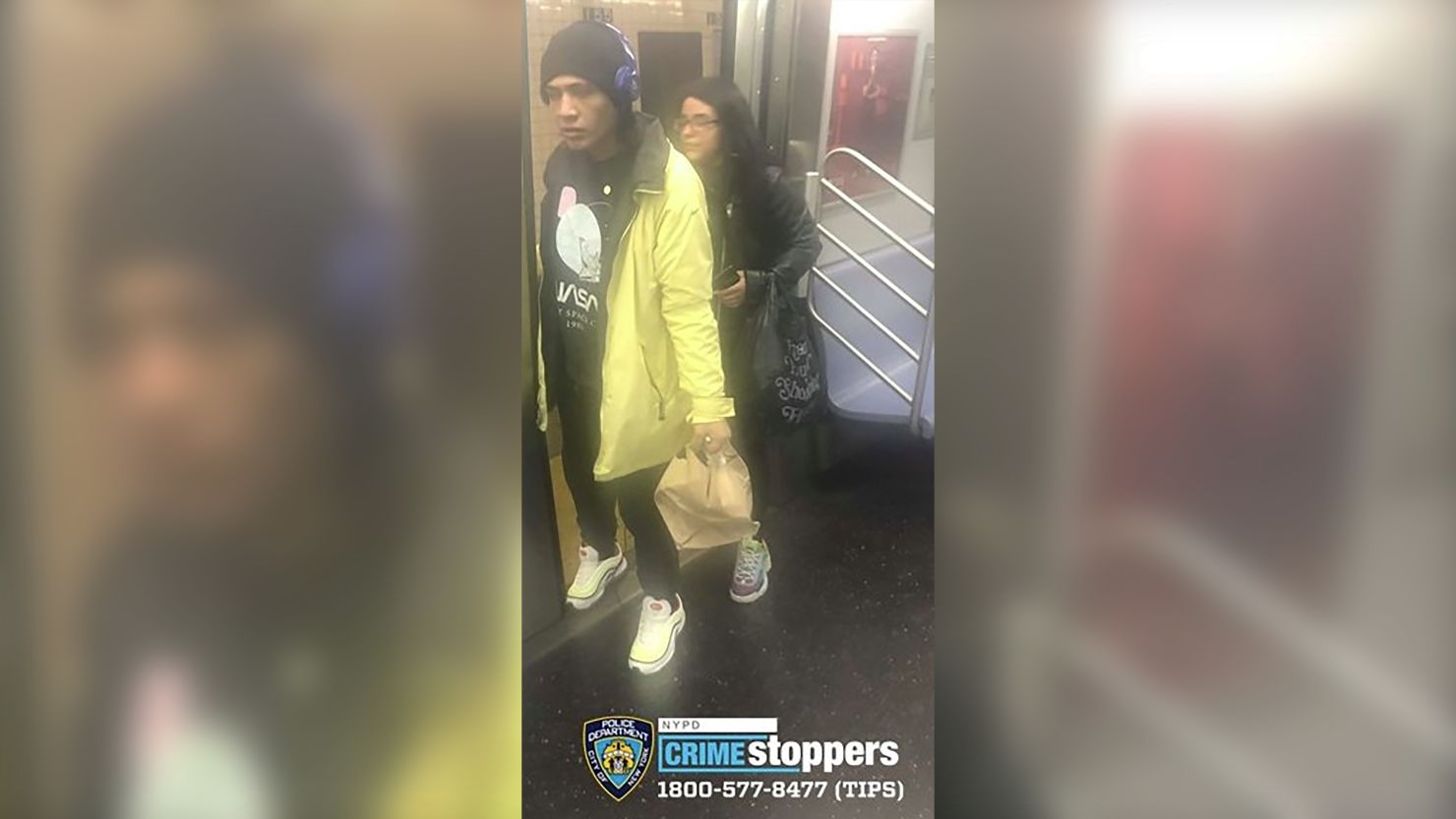 New York police issued this photo of a man and a woman wanted in connection with an attack on a transgender woman at a subway station last week.