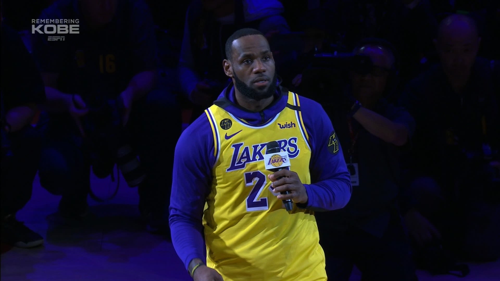 Hear LeBron James' emotional tribute to Kobe Bryant
