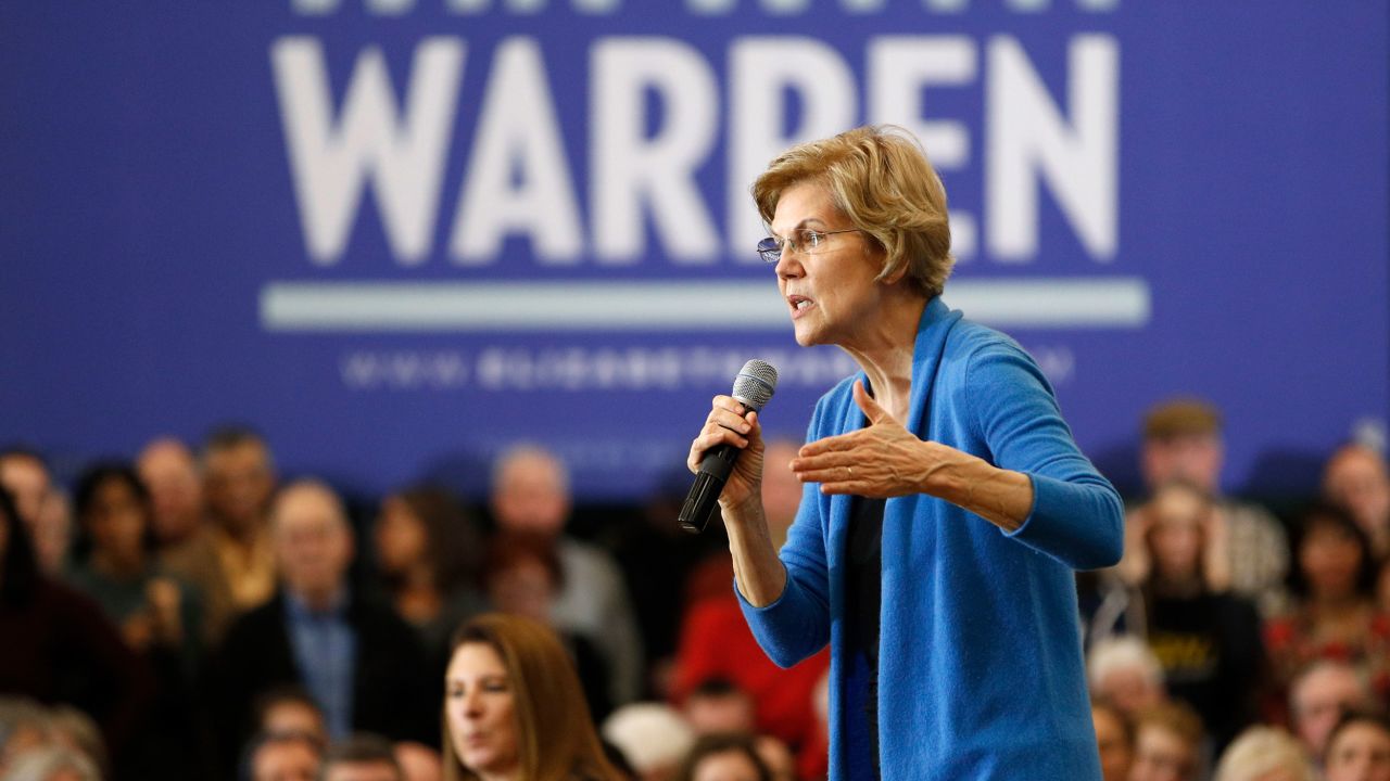 Democratic presidential candidate Sen. Elizabeth Warren, D-Mass., speaks during a campaign rally Saturday, Feb. 1, 2020, in Iowa City, Iowa. (AP Photo/John Locher)