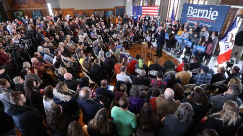 Sen. Bernie Sanders holds a campaign event at La Poste January 26, 2020, in Perry, Iowa.
