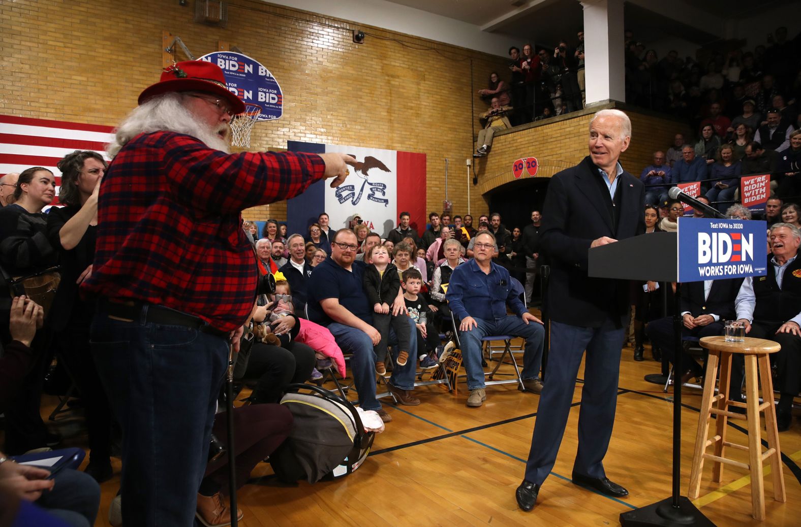 Biden speaks during a campaign event in Cedar Rapids, Iowa, on February 1.