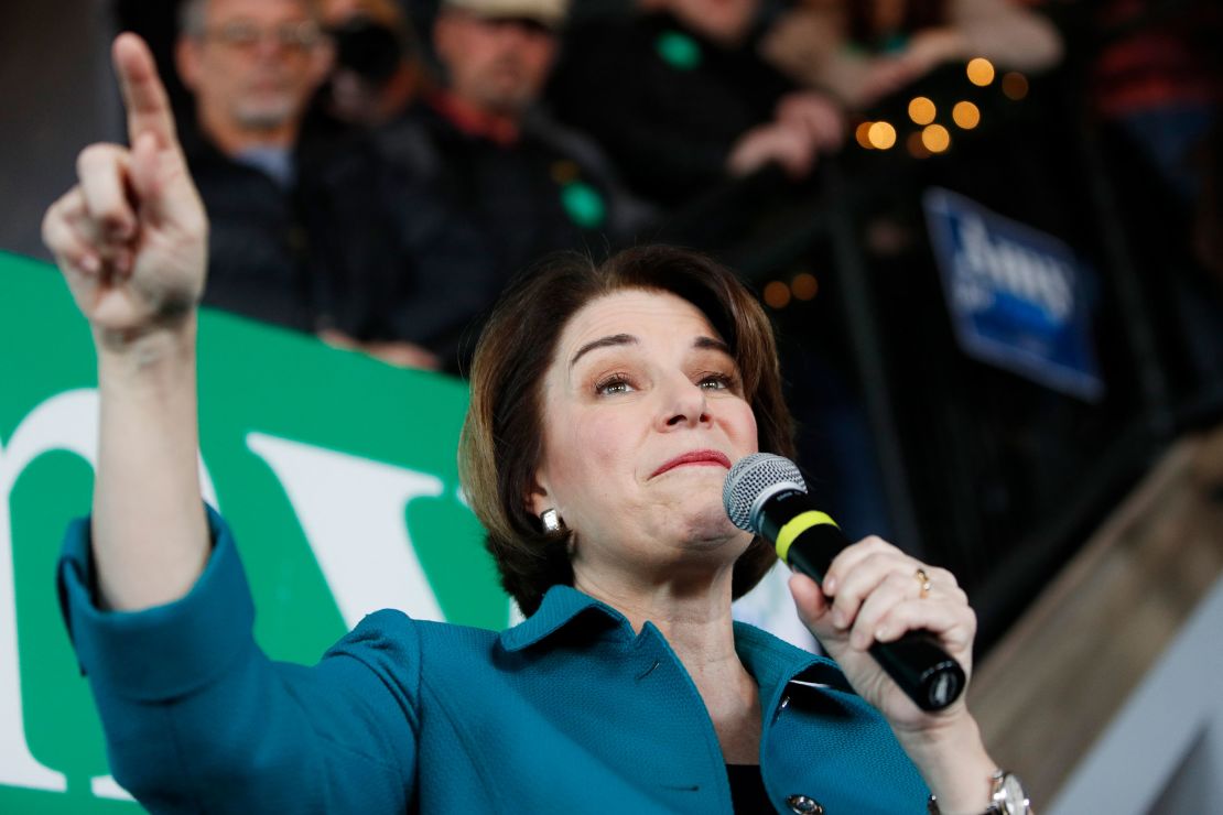 Klobuchar speaks during a campaign event at Crawford Brew Works, Saturday, Feb. 1, 2020, in Bettendorf, Iowa. 