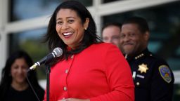 SAN FRANCISCO, CA - JULY 12:  San Francisco mayor London Breed speaks to reporters after meeting with first responders during an emergency preparedness meeting on July 12, 2018 in San Francisco, California. A day after she was sworn in as the first black woman to be elected mayor of San Francisco, London Breed met with first responders to discuss emergency preparedness in San Francisco.  (Photo by Justin Sullivan/Getty Images)