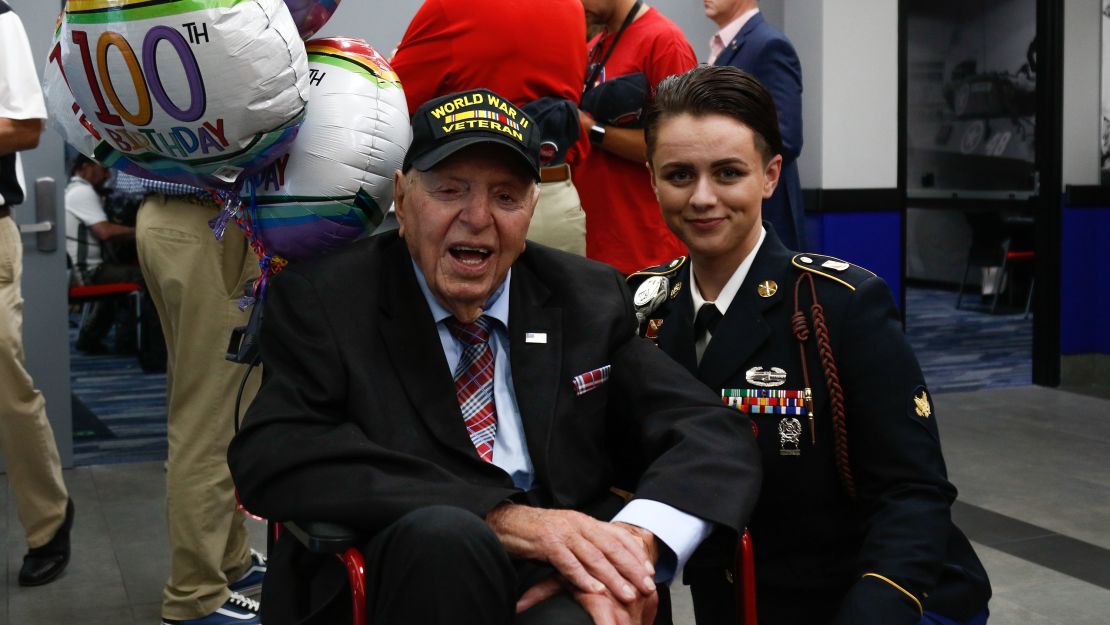 Walton, along with US Army Spc. Meaghan Larson, at Charlotte Motor Speedway in 2019.