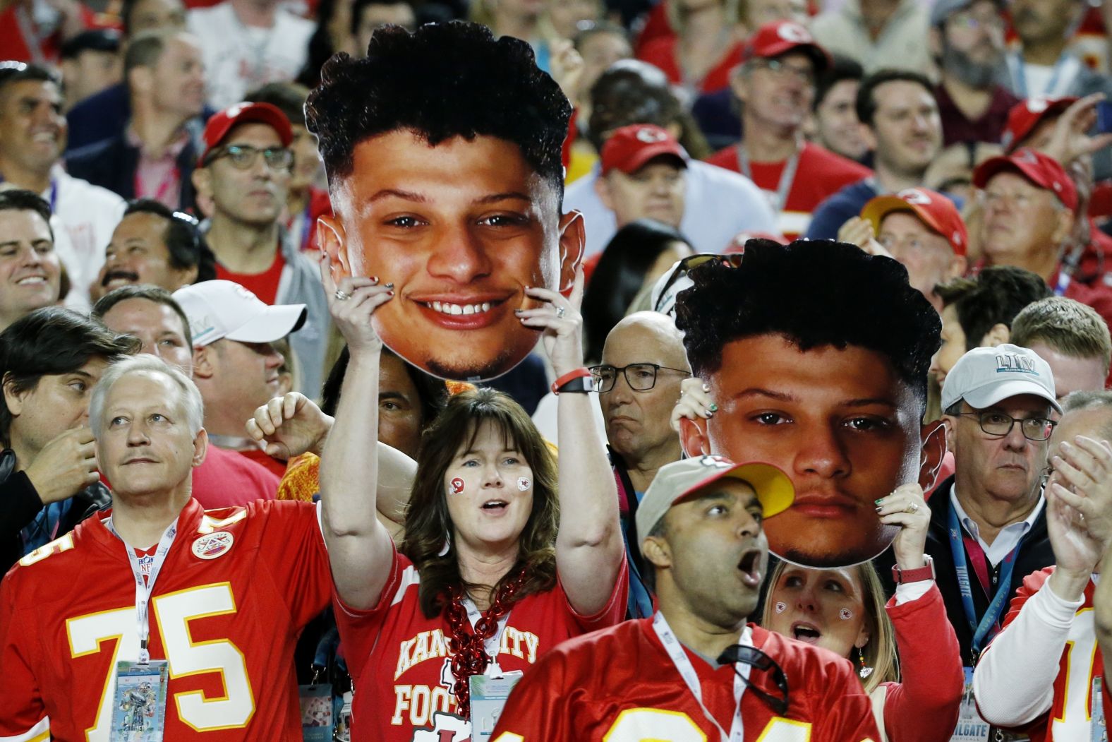 Chiefs fans cheer on Mahomes in the first half.