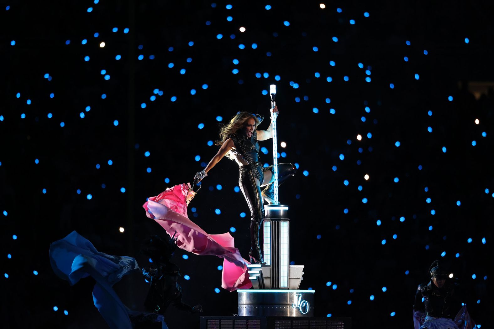 Lopez begins her set. She went second after Shakira.