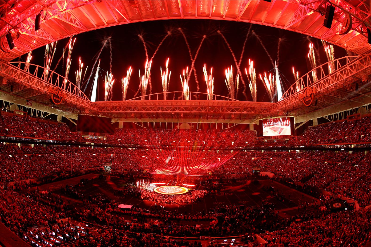 Fireworks go off during the show.