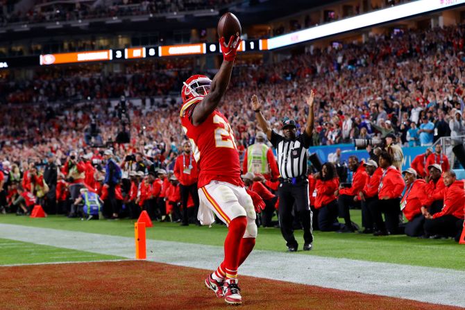 Kansas City running back Damien Williams celebrates his long touchdown run that put the final flourish on the Chiefs' victory.