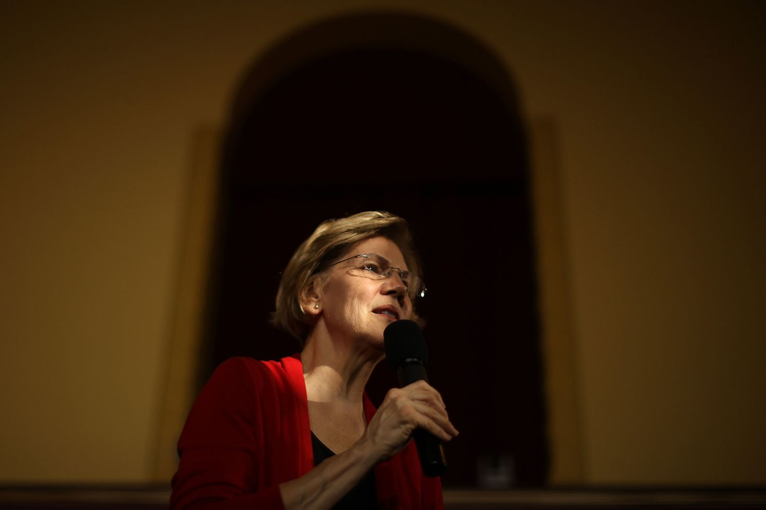 Warren speaks at a campaign event in Ames, Iowa, on Sunday, February 2.