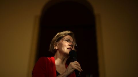 Warren speaks at a campaign event in Ames, Iowa, on Sunday, February 2.