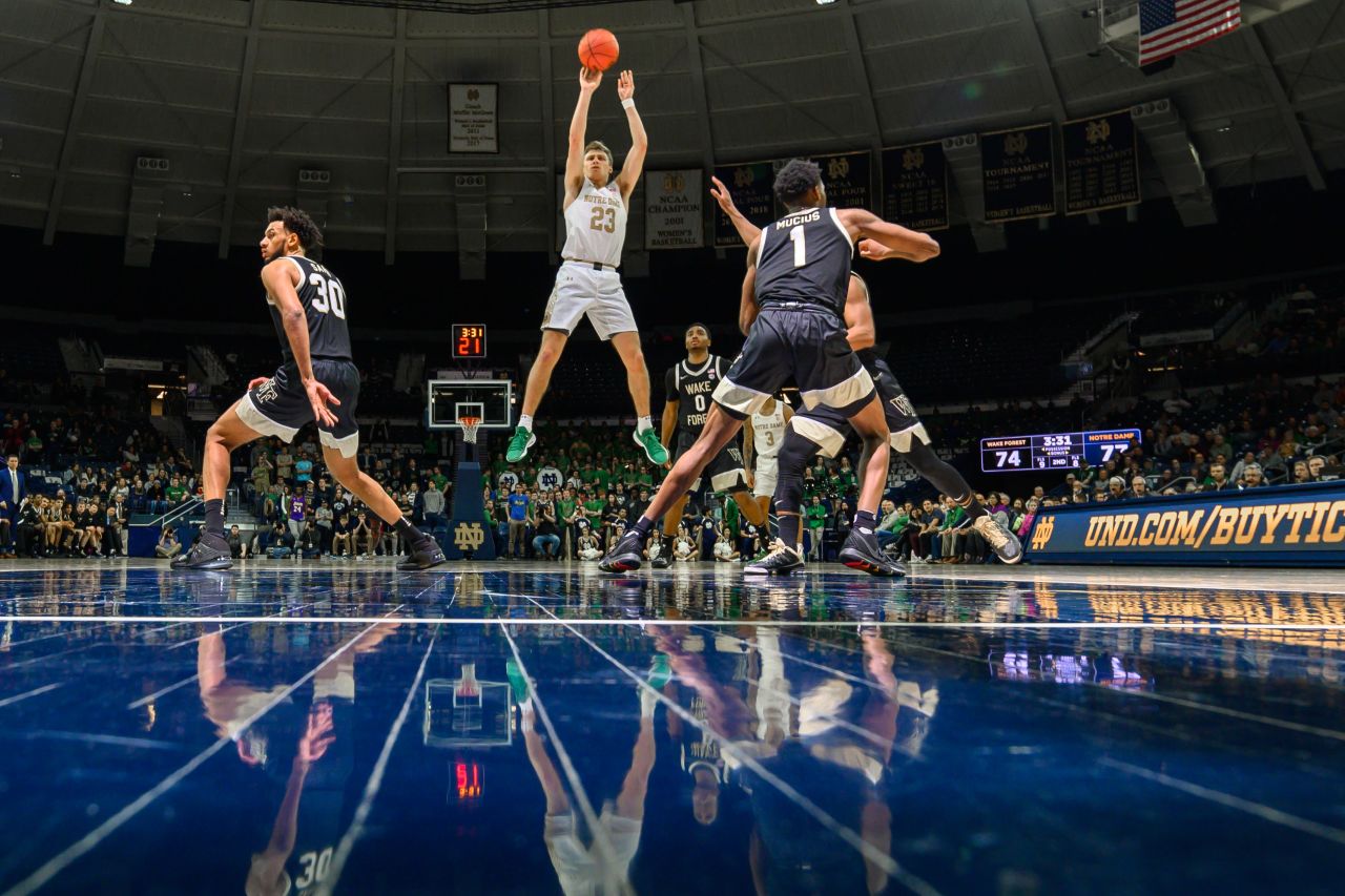 Notre Dame guard Dane Goodwin shoots against Wake Forest on Wednesday, January 29.