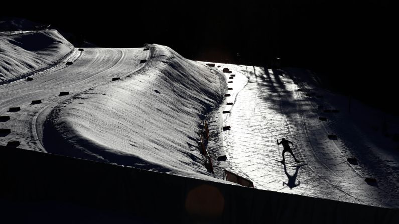 An athlete warms up for a Nordic-combined competition in Seefeld, Austria, on Friday, January 31. <a  target="_blank">See 25 amazing sports photos from last week</a>