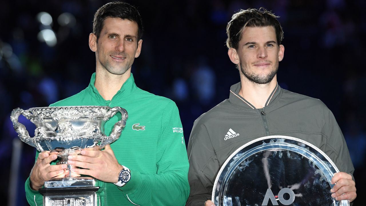 Djokovic (left) defeated Thiem in five sets having trailed 2-1 to the Austrian in the final.