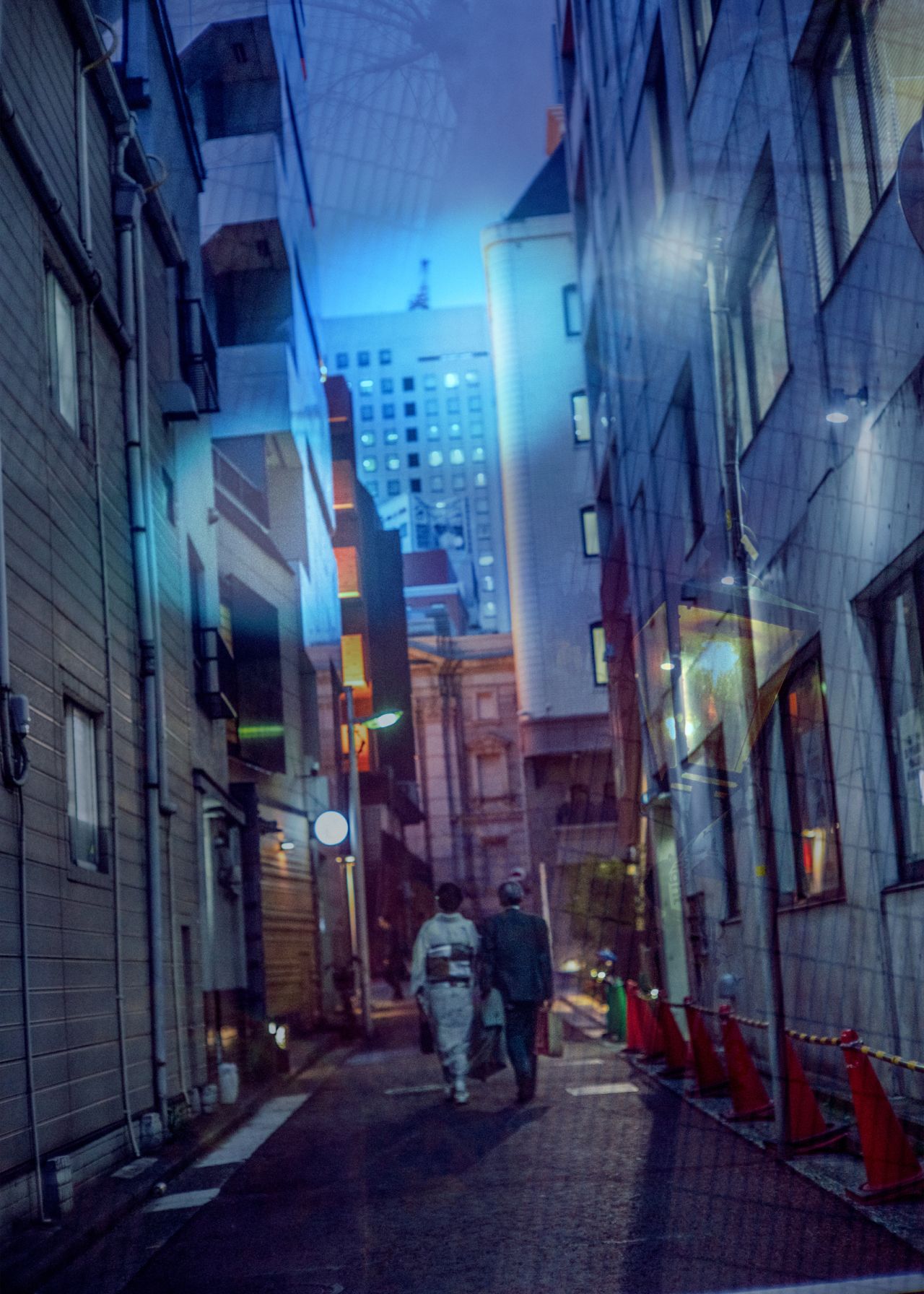 Enomoto edits photos by layering shots on top of one another. 