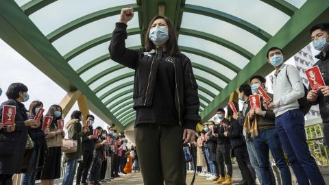 A medical workers' union strike in Hong Kong on February 3, 2020.