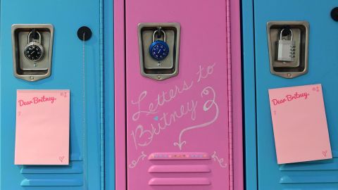 This photo shows details of a locker in one of the rooms at "The Zone", a pop-up experience and retail store celebrating the career of US singer-songwriter Britney Spears, on January 29, 2020 in Los Angeles. - The exhibit which opens from January 31 to April 26, 2020, promises to immerse fans in the life and legacy of the pop star, offering shareable moments in 10 different rooms based on Britney Spears' most memorable music videos. (Photo by Frederic J. BROWN / AFP) (Photo by FREDERIC J. BROWN/AFP via Getty Images)