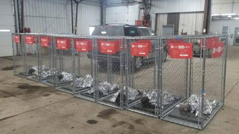 Police removed several cages with child-size mannequins in Des Moines.