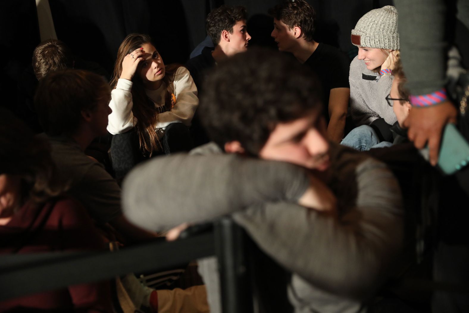 Biden supporters wait for results at his watch party in Des Moines.