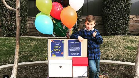 Levi Navarra pictured with his Joy Box on 'opening day.'