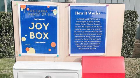 Anyone is encouraged to place a need, hope, dream wish or desire in the Joy Box.