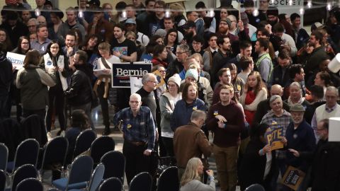 In this February 3, 2020, file photo, Iowa residents attend a caucus in Des Moines to select a Democratic nominee for president. Iowa was the first contest in the 2020 presidential nominating process, with the candidates then moving on to New Hampshire.