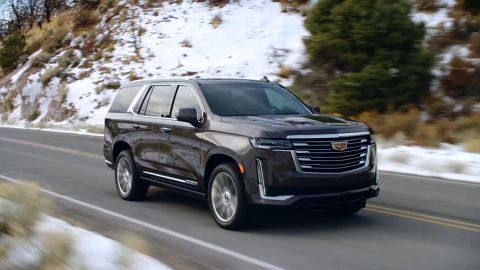 The exterior of the new Cadillac Escalade retains the model's famously large grill.