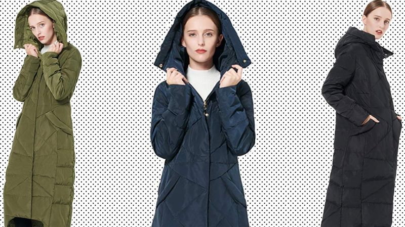 Orolay women's thickened contrast color drawstring down jacket outlet hooded coat