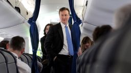 LONDON, ENGLAND - APRIL 27:  David Cameron (C), the leader of the Conservative party, boards a flight to Manchester on April 27, 2010 in London, England. Earlier Mr Cameron reasserted his view that British society is 'broken' and spoke alongside former Eastenders actress Brooke Kinsella whose brother Ben was stabbed to death in 2008.  (Photo by Oli Scarff - WPA Pool/Getty Images)