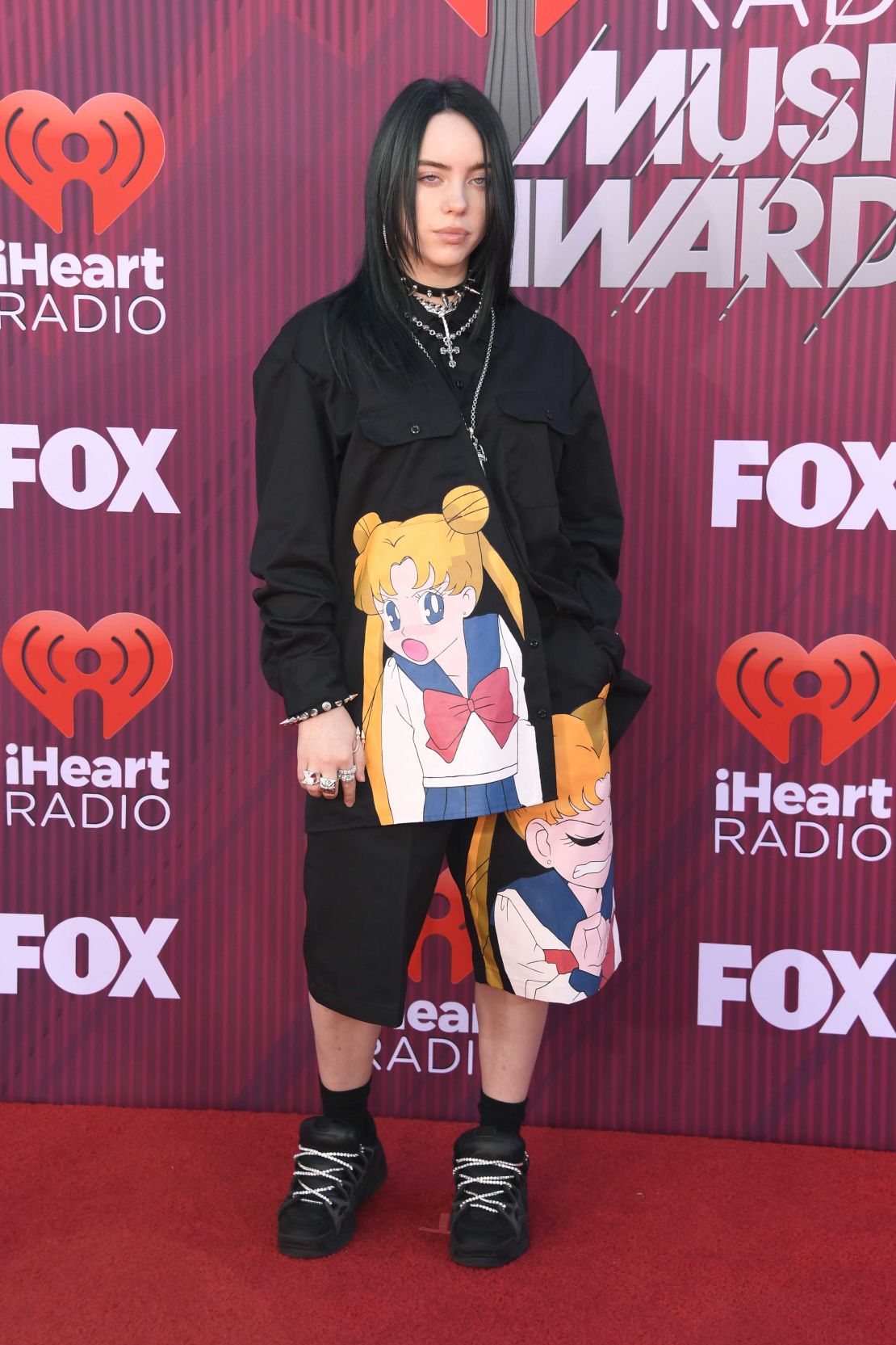 Billie Eilish at 2019 iHeartRadio Music Awards in March 2019.