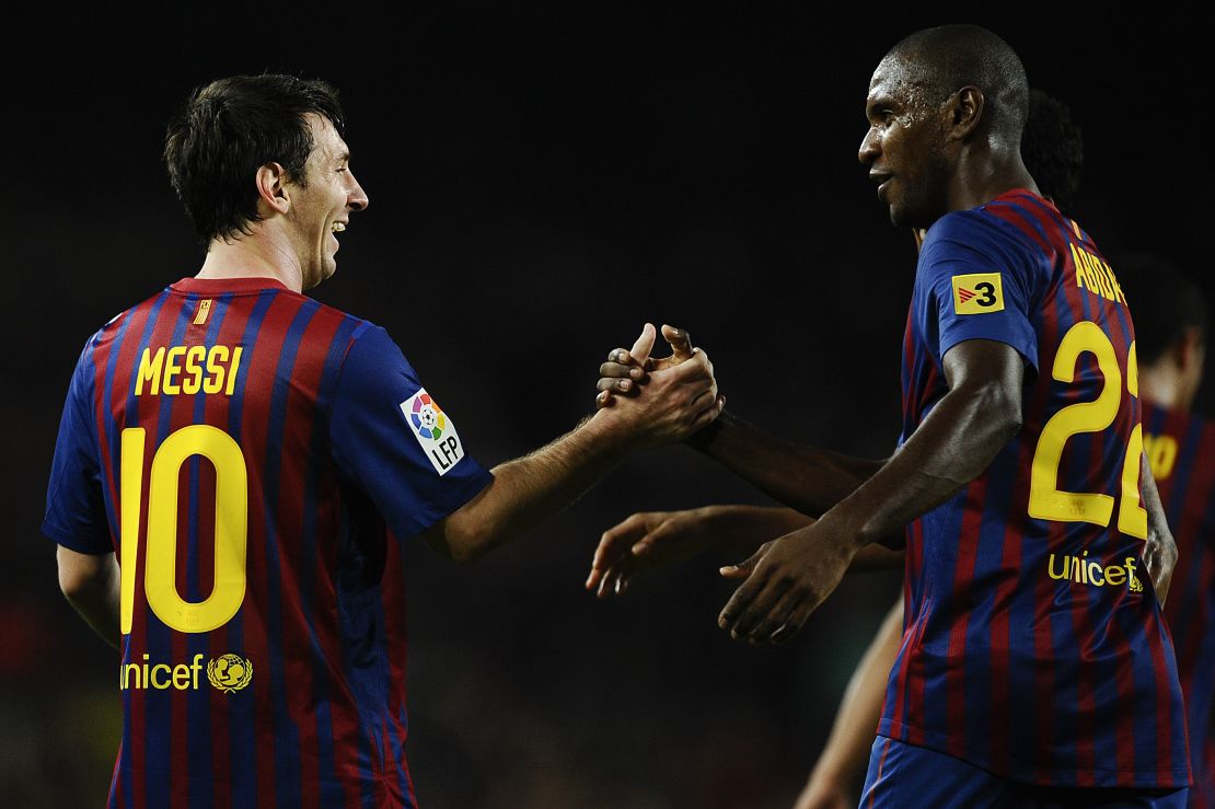 Messi and Eric Abidal were teammates together at Barcelona. 