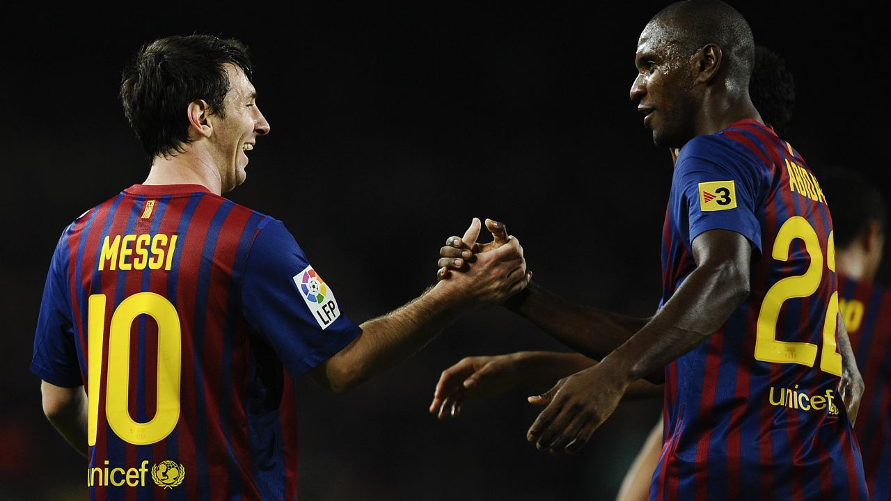 Messi and Eric Abidal were teammates together at Barcelona.