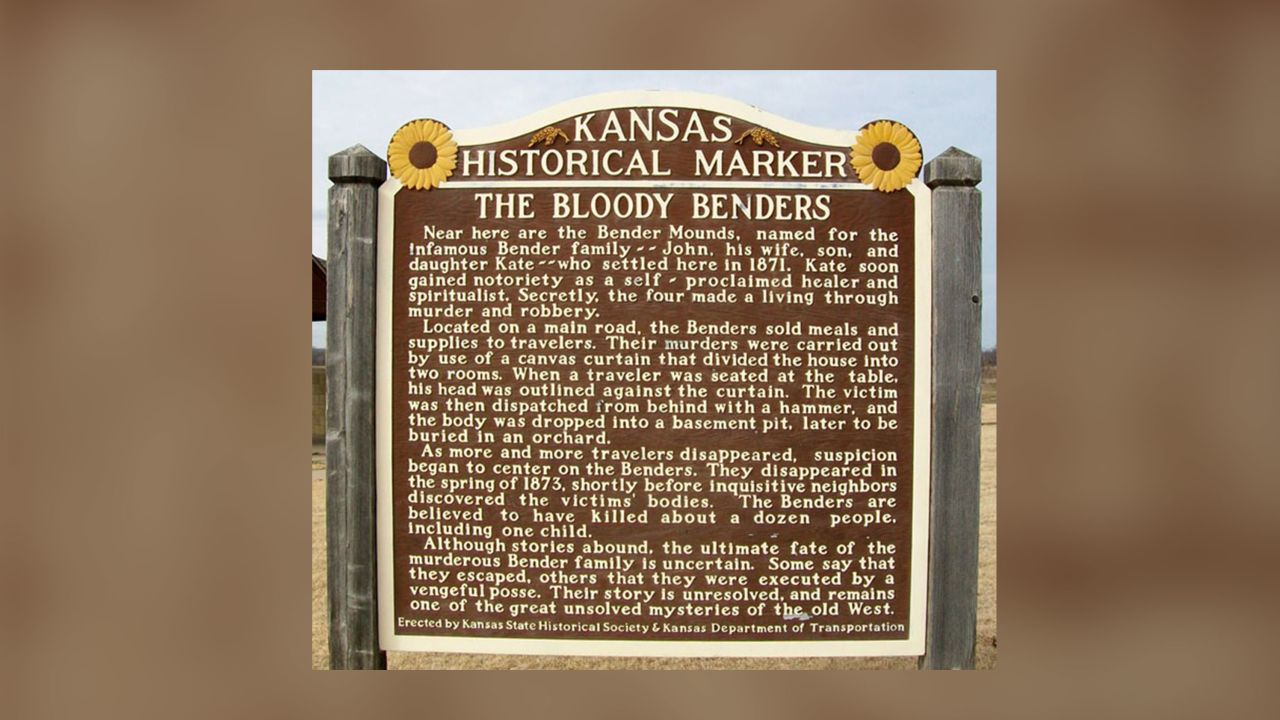 The "Bloody Benders" Kansas Historical Marker.